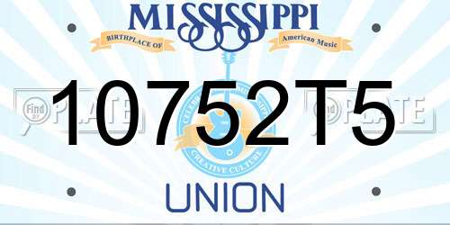 10752T5 Mississippi License Plate
