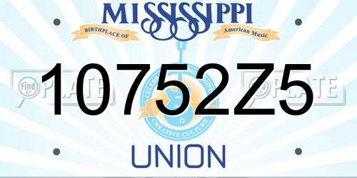 10752Z5 Mississippi License Plate
