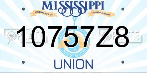 10757Z8 Mississippi License Plate