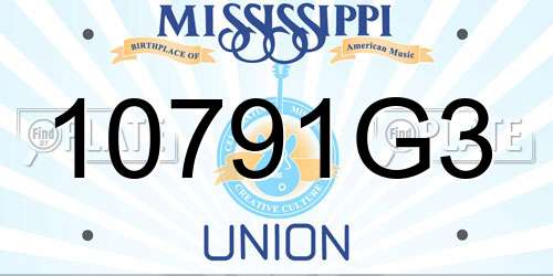 10791G3 Mississippi License Plate