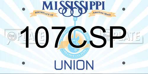 107CSP Mississippi License Plate