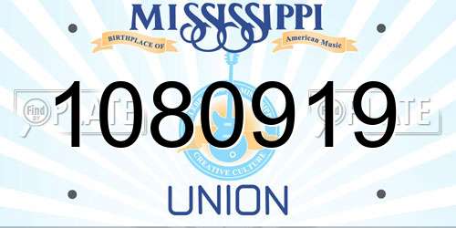 1080919 Mississippi License Plate