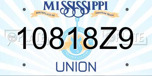 10818Z9 Mississippi License Plate