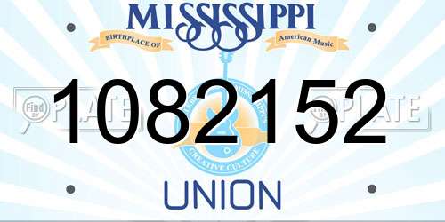 1082152 Mississippi License Plate