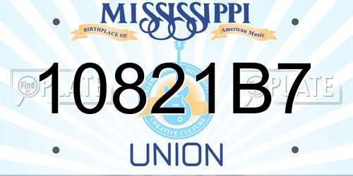 10821B7 Mississippi License Plate