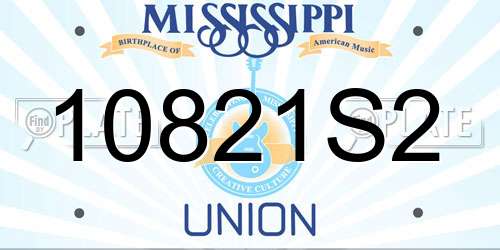 10821S2 Mississippi License Plate