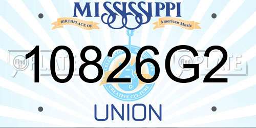10826G2 Mississippi License Plate