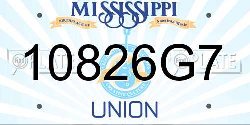 10826G7 Mississippi License Plate