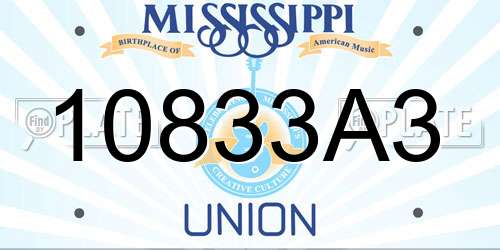 10833A3 Mississippi License Plate
