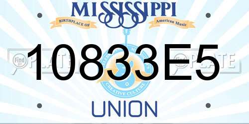 10833E5 Mississippi License Plate