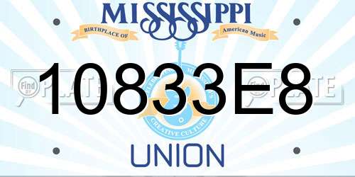 10833E8 Mississippi License Plate