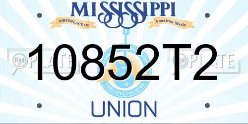 10852T2 Mississippi License Plate