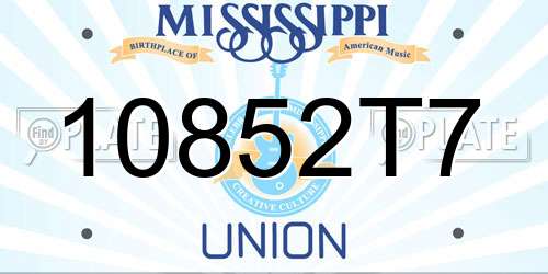 10852T7 Mississippi License Plate