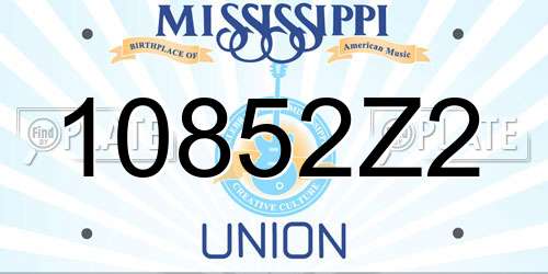 10852Z2 Mississippi License Plate