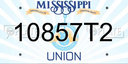 10857T2 Mississippi License Plate
