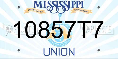 10857T7 Mississippi License Plate