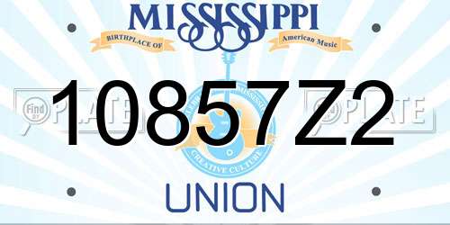 10857Z2 Mississippi License Plate
