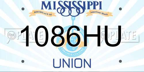 1086HU Mississippi License Plate