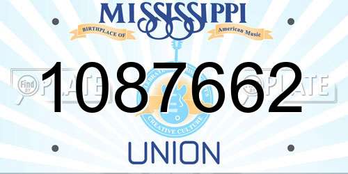 1087662 Mississippi License Plate
