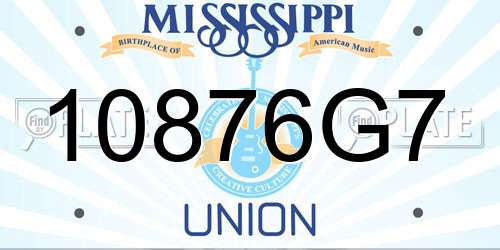 10876G7 Mississippi License Plate