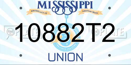 10882T2 Mississippi License Plate