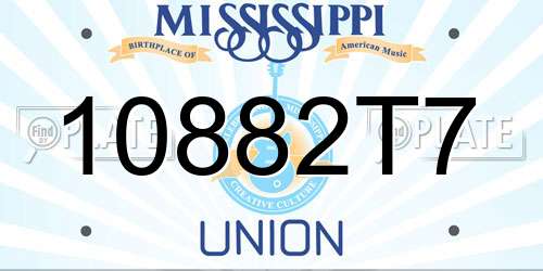 10882T7 Mississippi License Plate