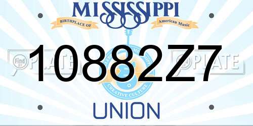 10882Z7 Mississippi License Plate