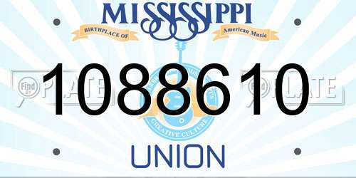 1088610 Mississippi License Plate
