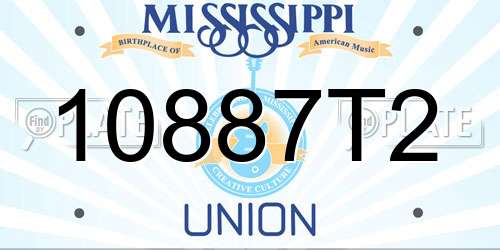 10887T2 Mississippi License Plate