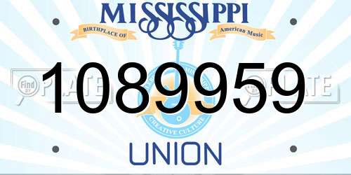 1089959 Mississippi License Plate