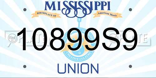10899S9 Mississippi License Plate