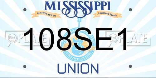 108SE1 Mississippi License Plate