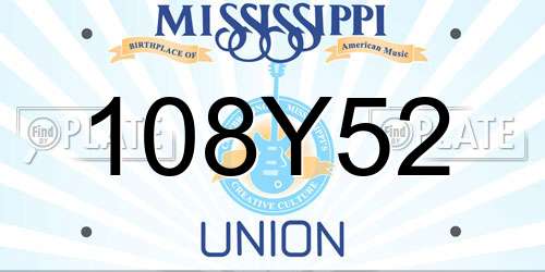 108Y52 Mississippi License Plate