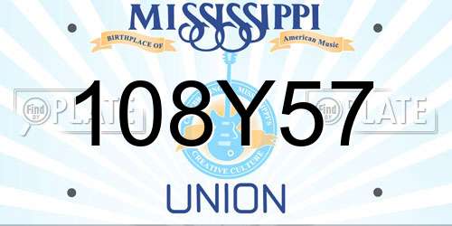 108Y57 Mississippi License Plate