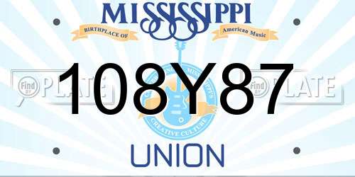 108Y87 Mississippi License Plate