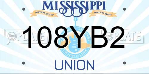 108YB2 Mississippi License Plate