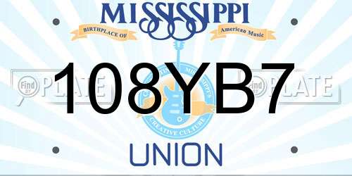 108YB7 Mississippi License Plate