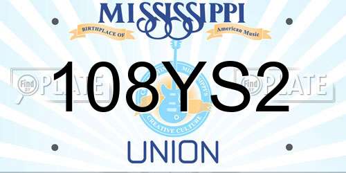 108YS2 Mississippi License Plate