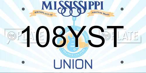108YST Mississippi License Plate