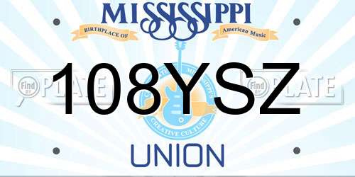 108YSZ Mississippi License Plate