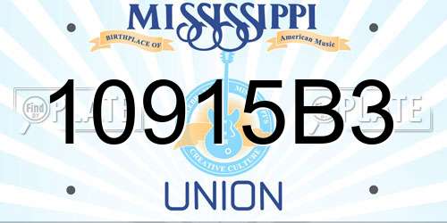10915B3 Mississippi License Plate