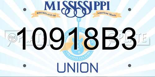 10918B3 Mississippi License Plate