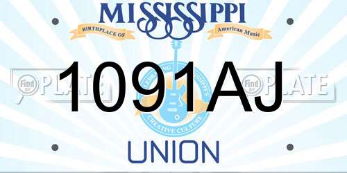 1091AJ Mississippi License Plate