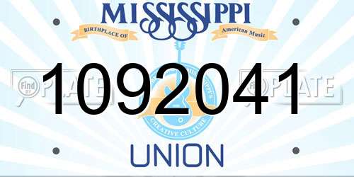 1092041 Mississippi License Plate