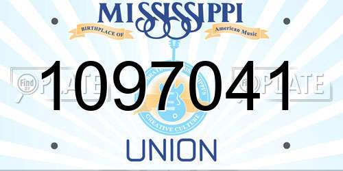 1097041 Mississippi License Plate