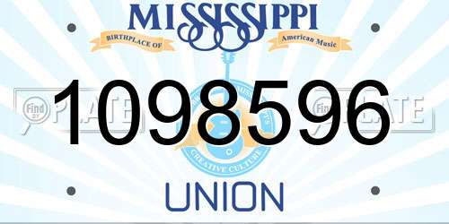 1098596 Mississippi License Plate