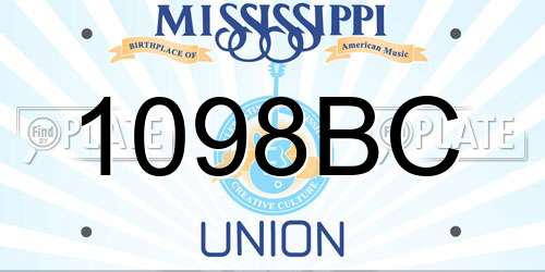 1098BC Mississippi License Plate