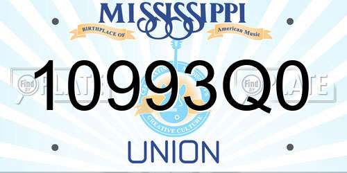10993Q0 Mississippi License Plate