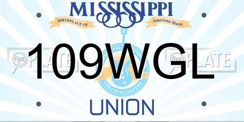 109WGL Mississippi License Plate