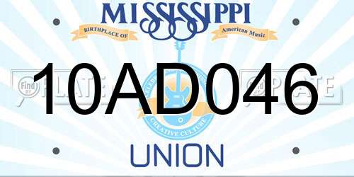 10AD046 Mississippi License Plate
